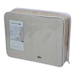 Lacoste King Sheet Set Cotton Percale Durable & Breathable Light Weight Pumice